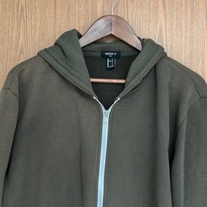 Army green zip-up hoodie